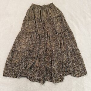 In Loom‎ Women’s Small Tiered Leopard Cheetah Animal Print Tiered Midi Skirt